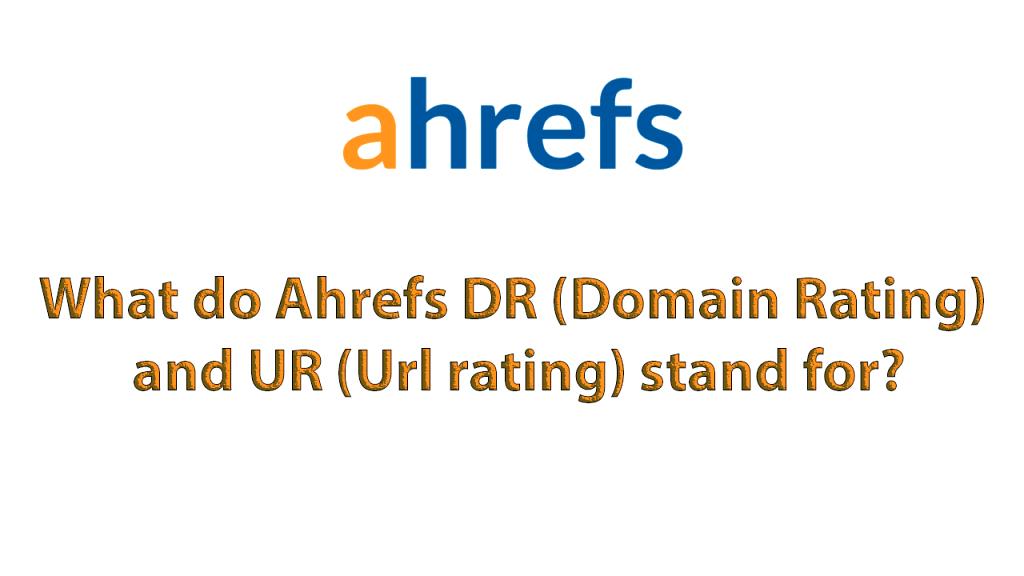 What do Ahrefs DR (Domain Rating) and UR (Url rating) stand for?